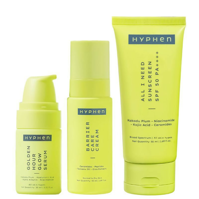 Hyphen By Kriti Sanon Skincare Routine with Glow Serum, Moisturizer & Sunscreen For Normal To Dry Skin Combo 