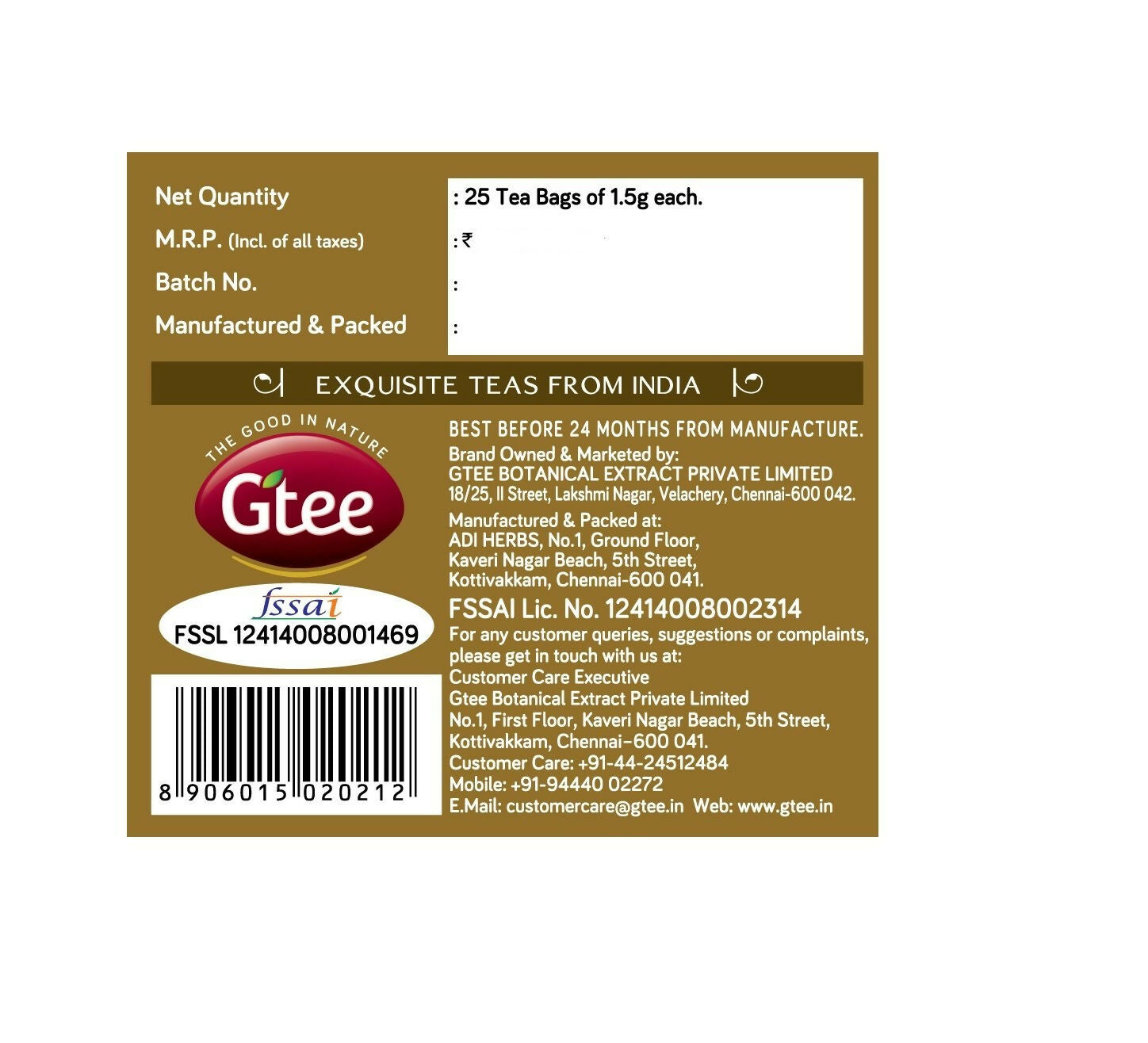 Gtee Green Tea Bags - Ginseng 