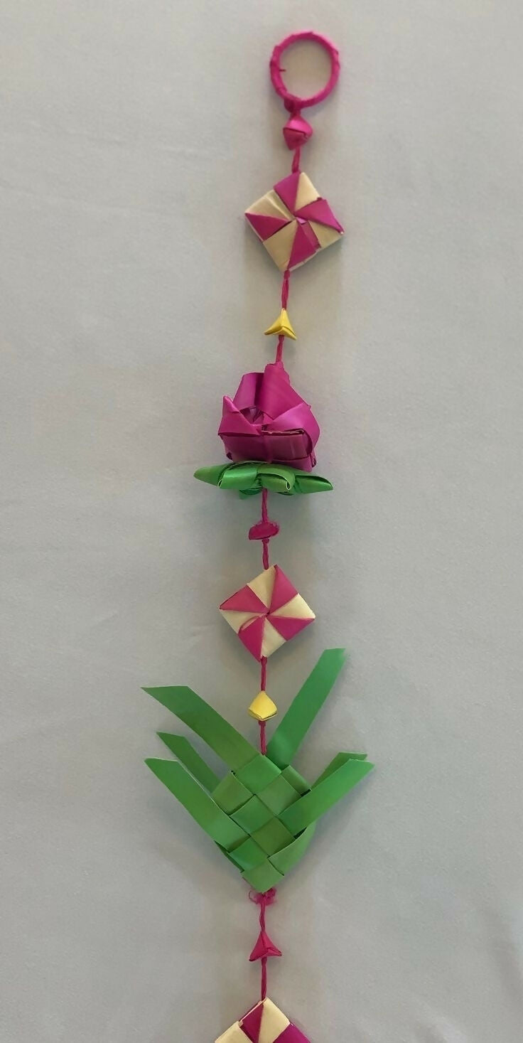 Shuddh Natural Hand Made Palm Leaf Fish & Lotus Hanging 