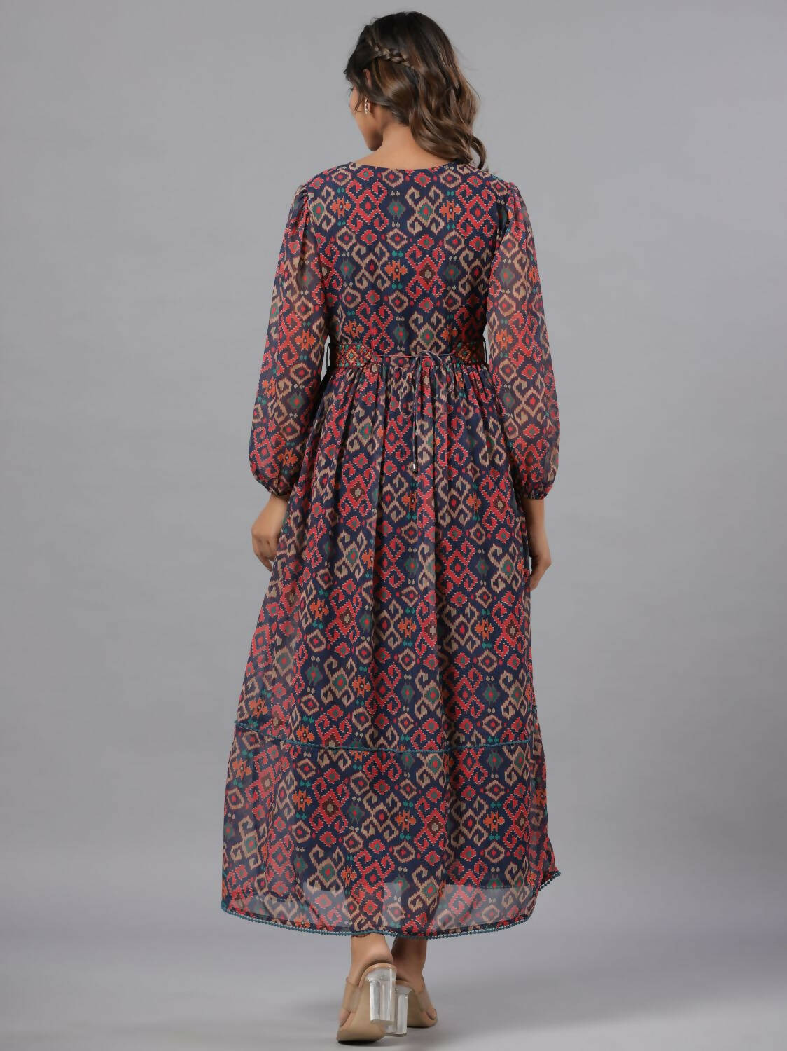 Juniper Women Multi Coloured Chiffon Printed Maxi Dress