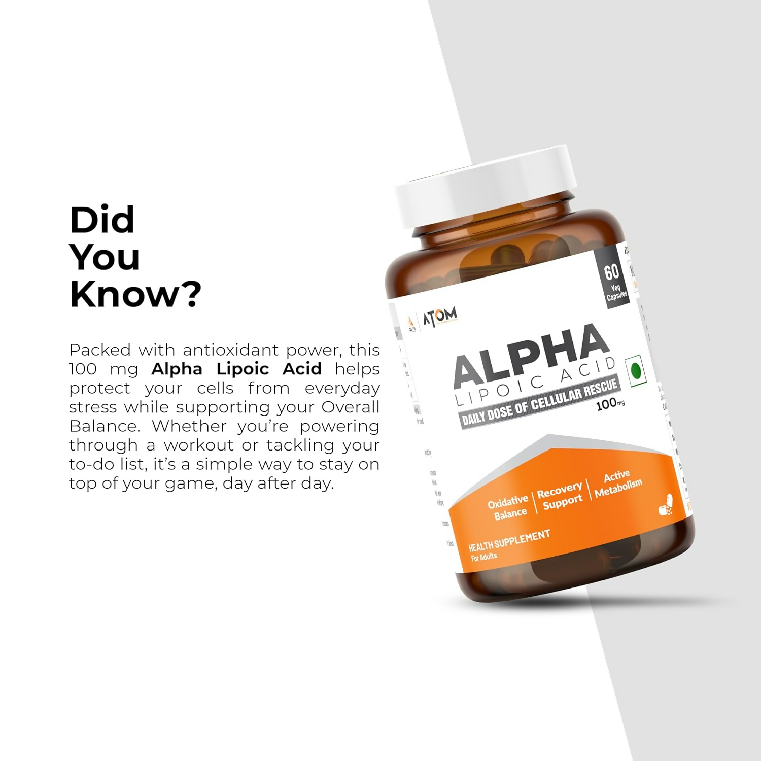 As-It-Is Atom Ala (Alpha Lipoic Acid) Veg Capsules 