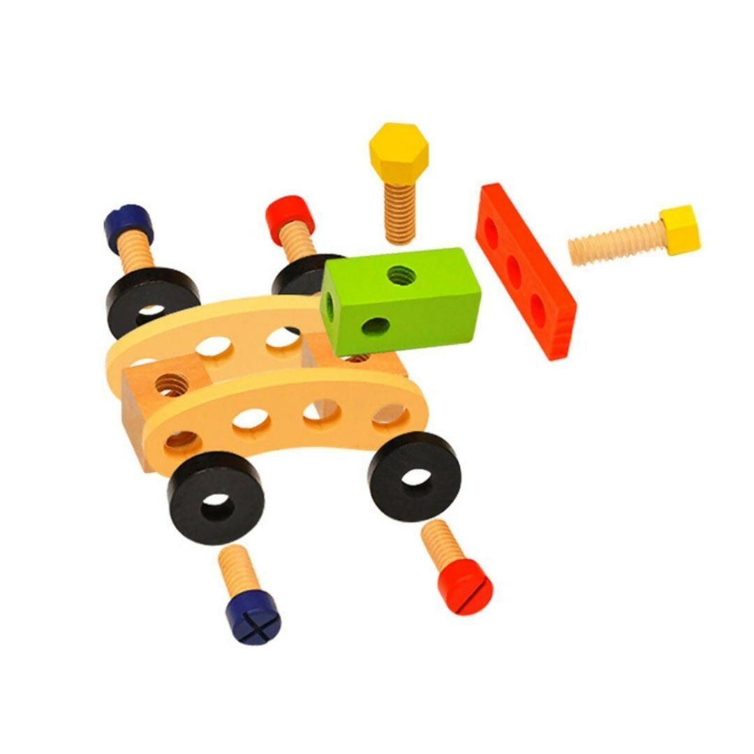Nesta Toys Wooden Tool Kit Set with Tool Box, Pretend Play Portable Construction Tools Kit Toys for Kids, 36 Piece (3-8 Years)