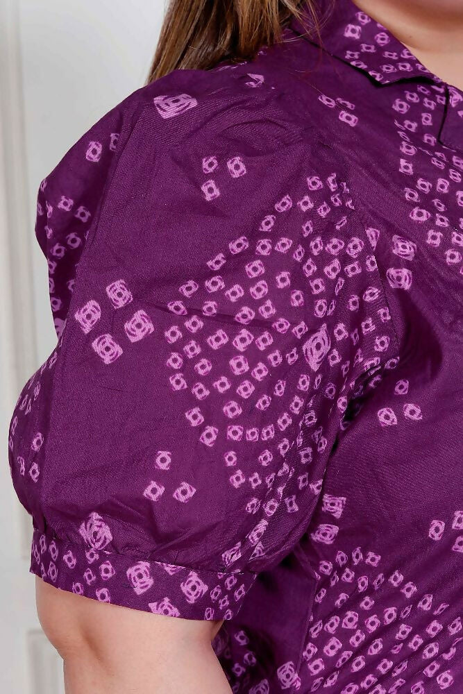 Miravan Plus Size Womens Purple Bandhani Printed A-Line Maxi Dress