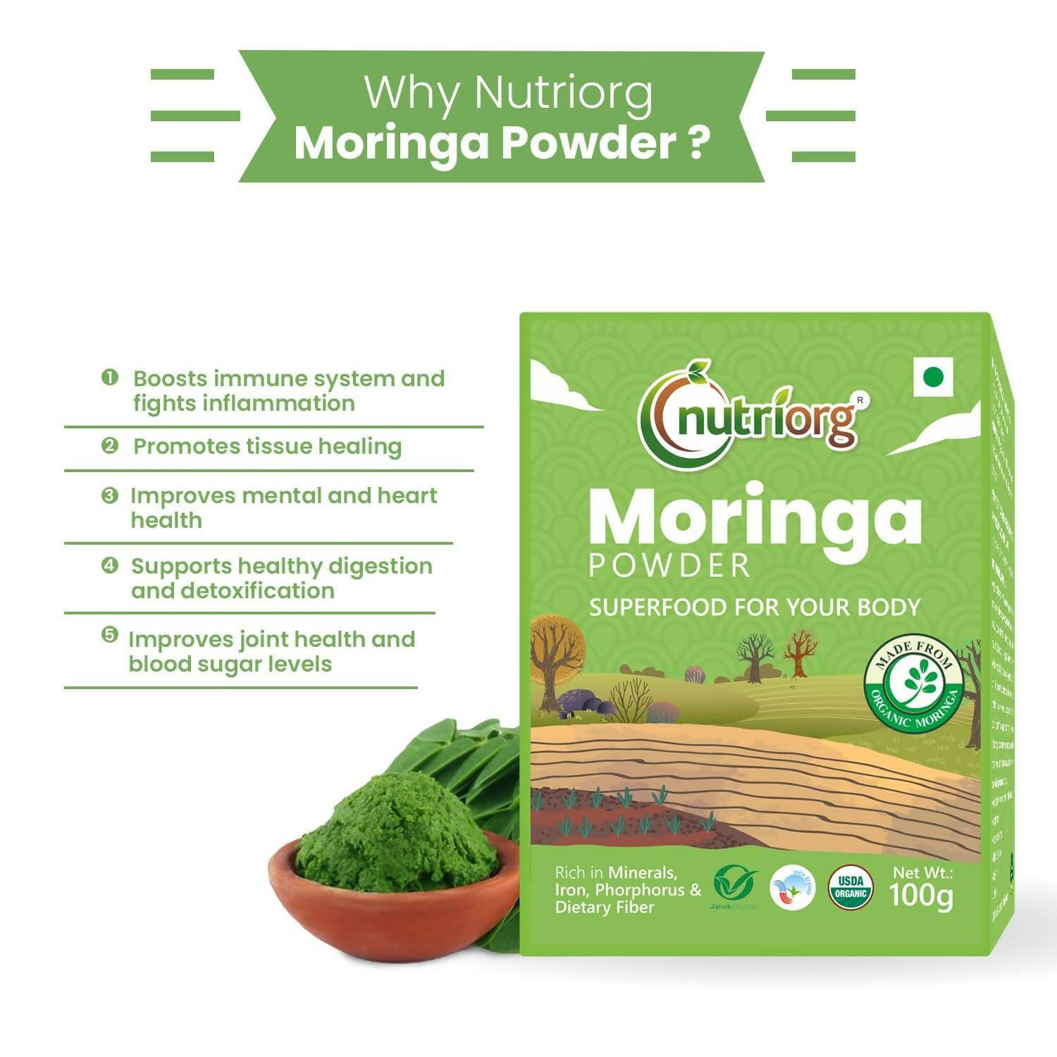 Nutriorg Certified Organic Moringa Powder 