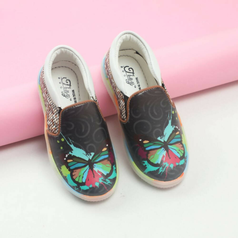 Tiny Bugs Unisex Butterfly Printed Slip Ons Sneakers - Black  Grab2Buy Tiny Bugs Grab2Buy
