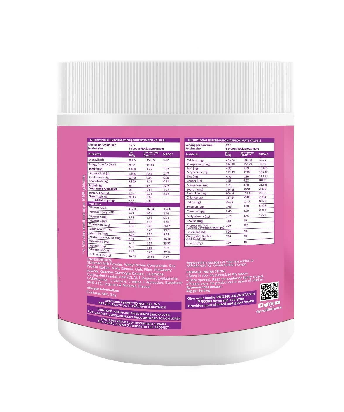 Pro360 Slim Weight Management Meal Replacement Protein Shake (Strawberry Flavour) 