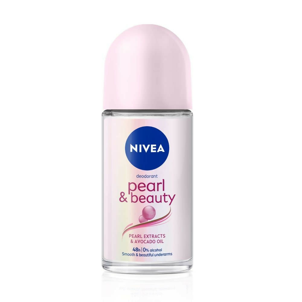 Nivea Pearl and Beauty Deo Roll On With Pearl Extracts & Avocado Oil 48 H Smooth & Beautiful Underarms 0% Alcohol 