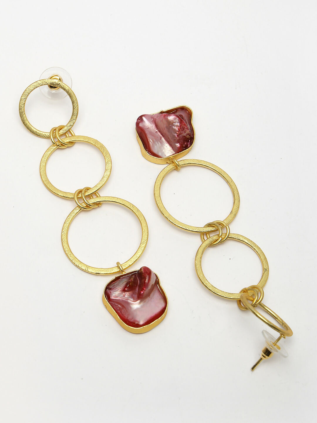 NVR Women's Gold-Plated Mother of Pearl Handcrafted Drop Earrings - Grab2buy