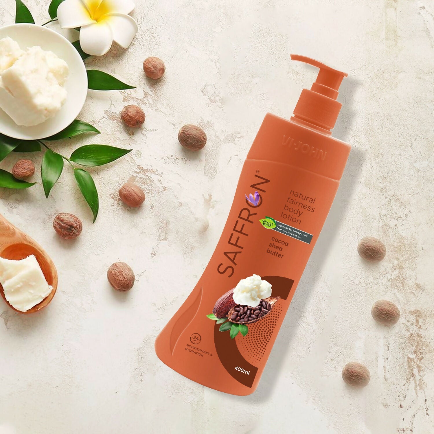 VI-JOHN Saffron Natural Fairness Body Lotion Cocoa Shea Butter Deep Nourishment Soft, Glowing Skin For All Skin Types  Grab2Buy VI-JOHN Grab2Buy