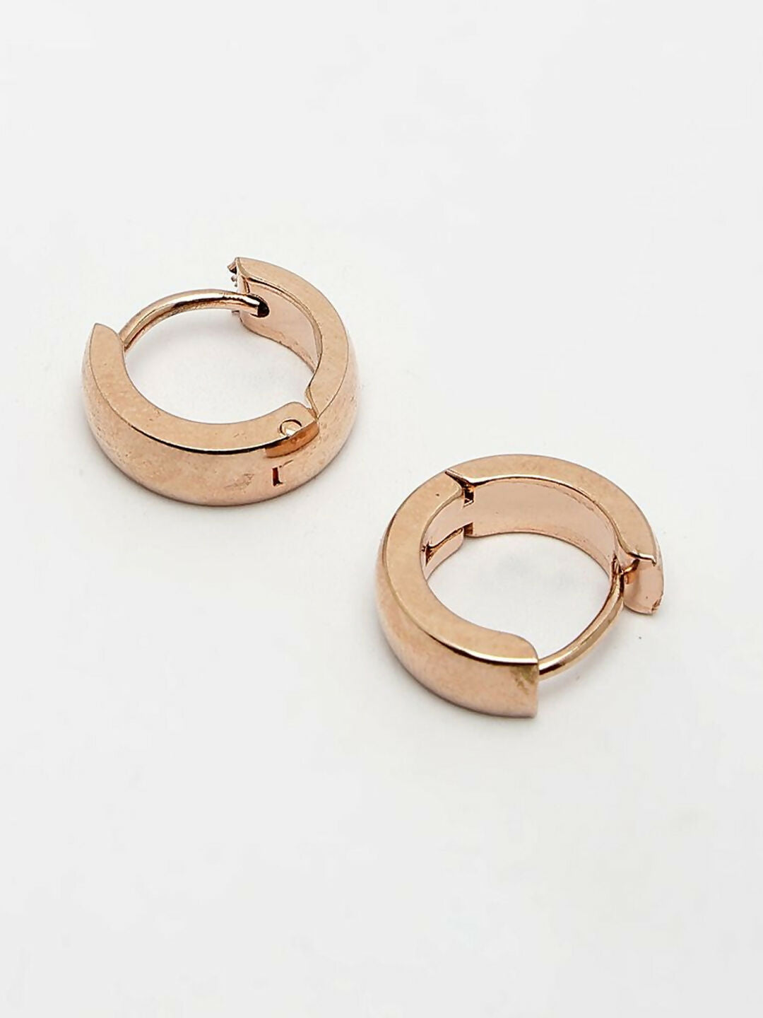 NVR Men's Rose Gold Plated Hoop Earrings