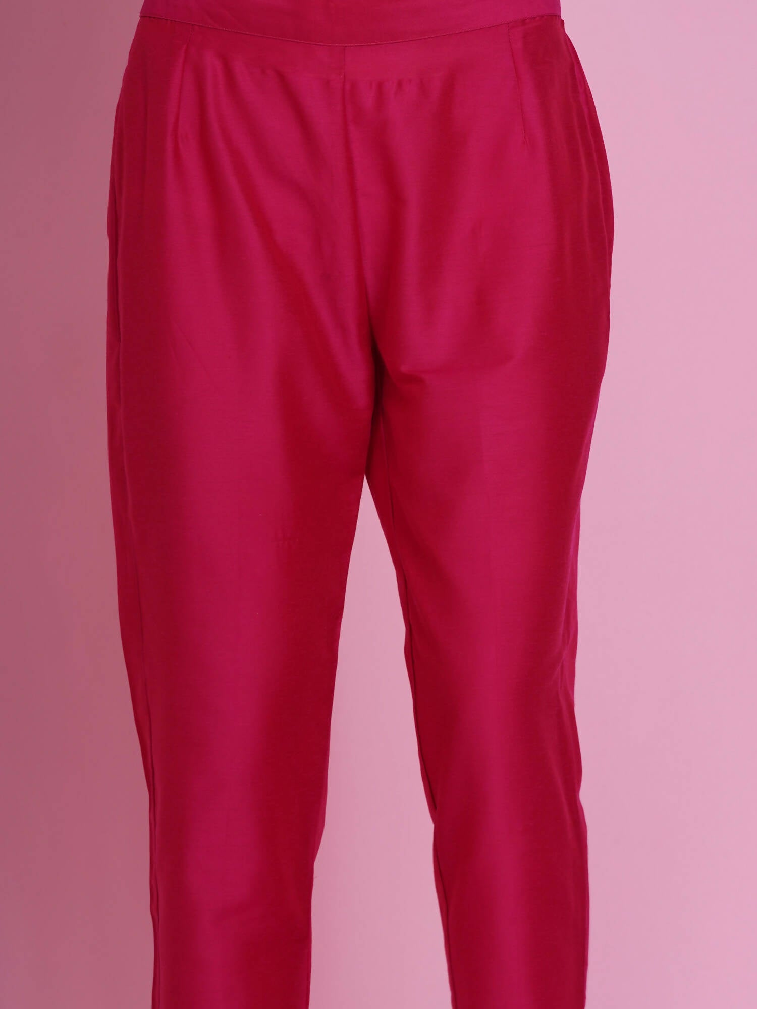 Women Republic Pink Lurex Cotton Kaftan Style Kurta With Pants - Grab2buy