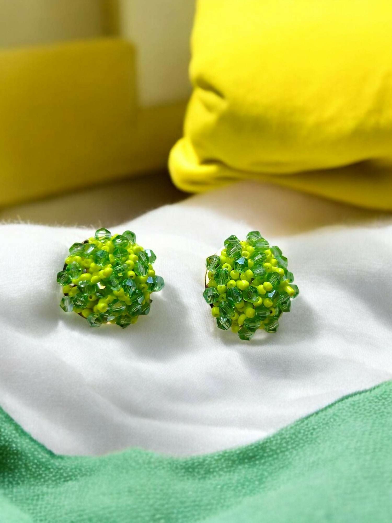 Inhanns Small Statement Studs Earrings - Neon