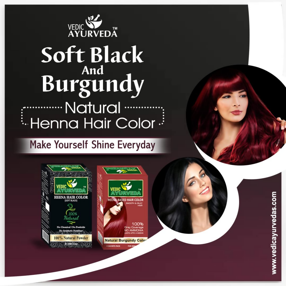 VedicAyurvedas Natural Henna Soft Black & No Ammonia Burgundy Hair Color  Grab2Buy VedicAyurveda Grab2Buy