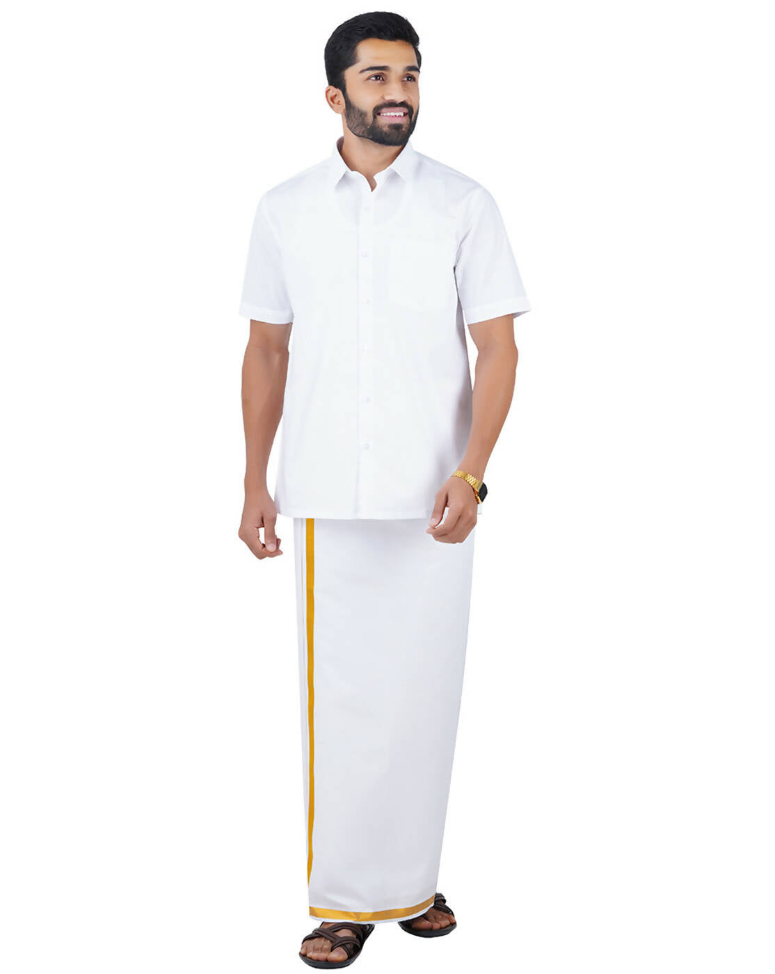 Ramraj Cotton Mens Half Sleeve Formal 100 % Cotton White Shirt 