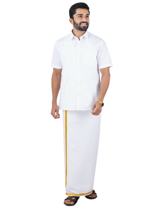 Ramraj Cotton Mens Half Sleeve Formal 100 % Cotton White Shirt 