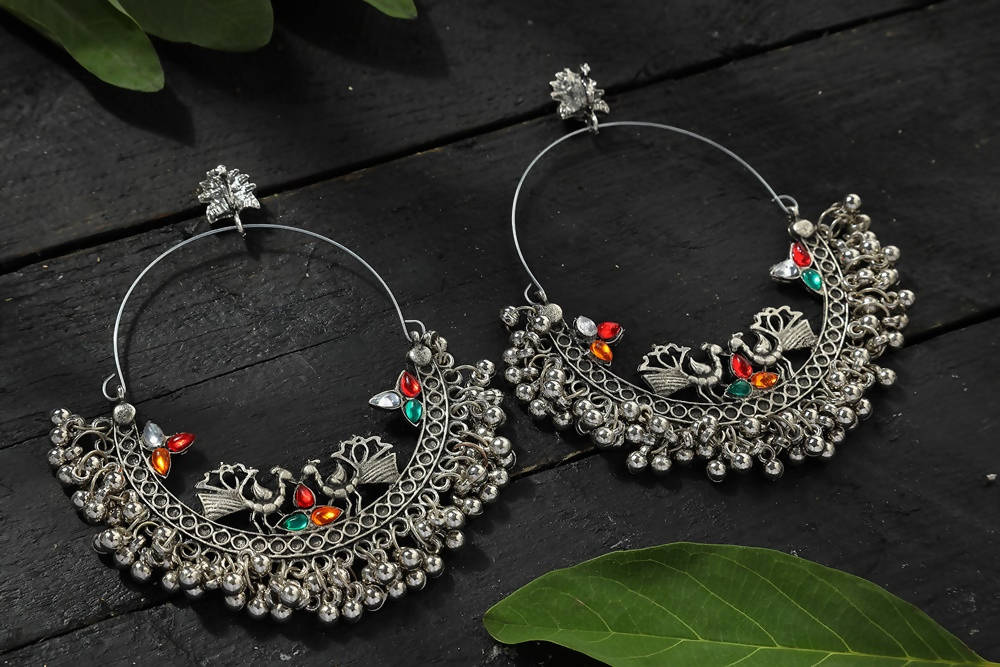 Mominos Fashion Johar Kamal Beautiful Peacock Design Chandbali Earrings 