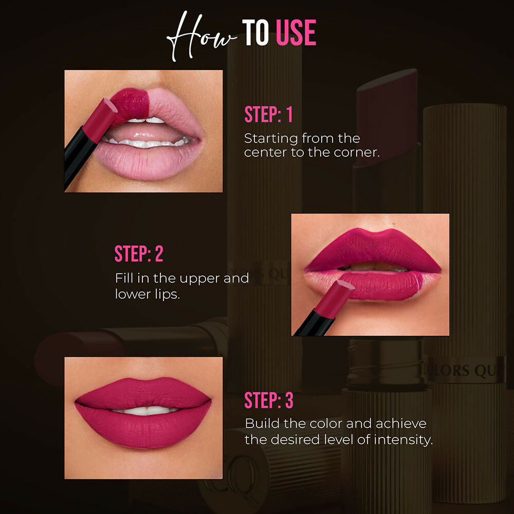 Colors Queen Hold Up Full Day Non Transfer Lipstick - Fiey Red | Swadesiicart