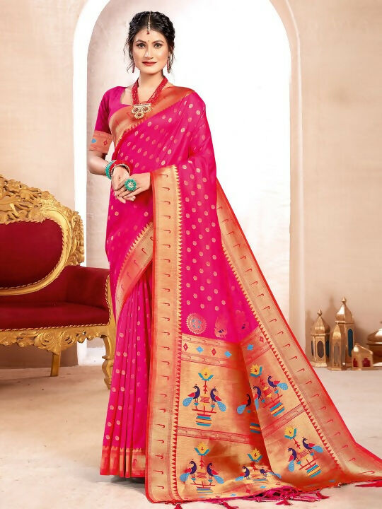 Shree Shyam Fashion Paithani Silk Magenta Saree
