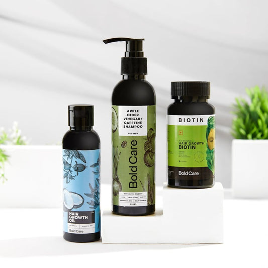 Bold Care DHT Blocker Shampoo + Hair Growth Oil + Biotin Supplements Combo - Grab2buy