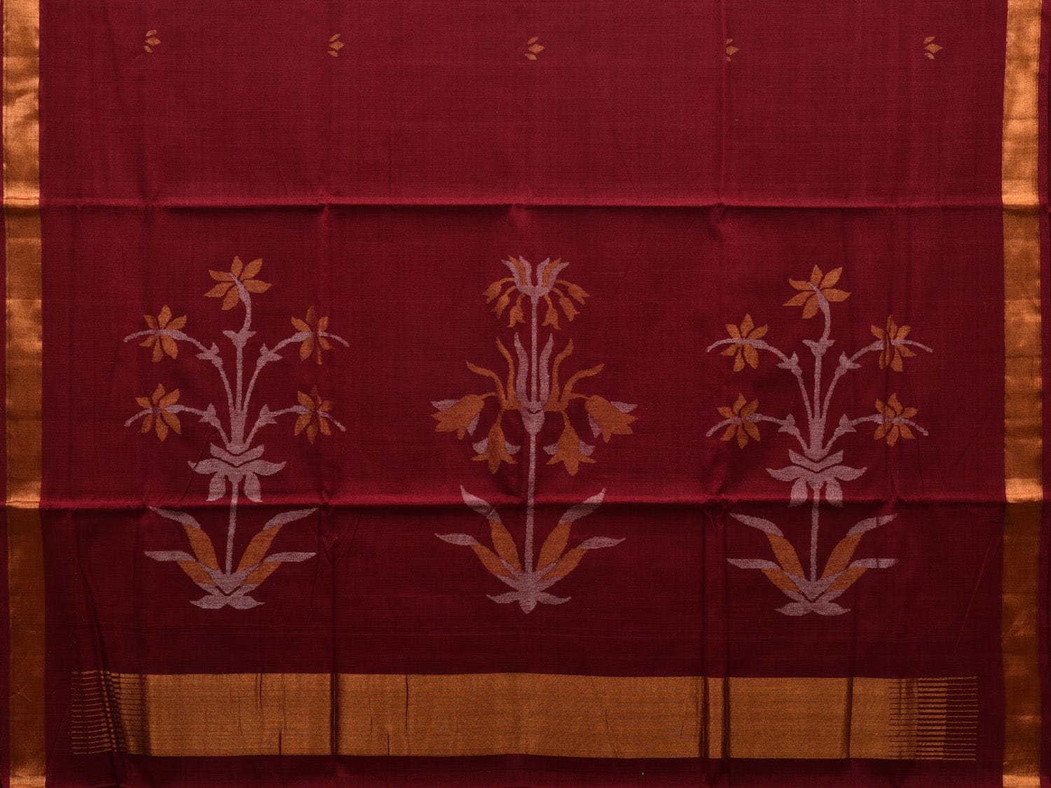 Maroon Khadi Cotton Handloom Grab2Buy with Pallu Design - Global Threads 