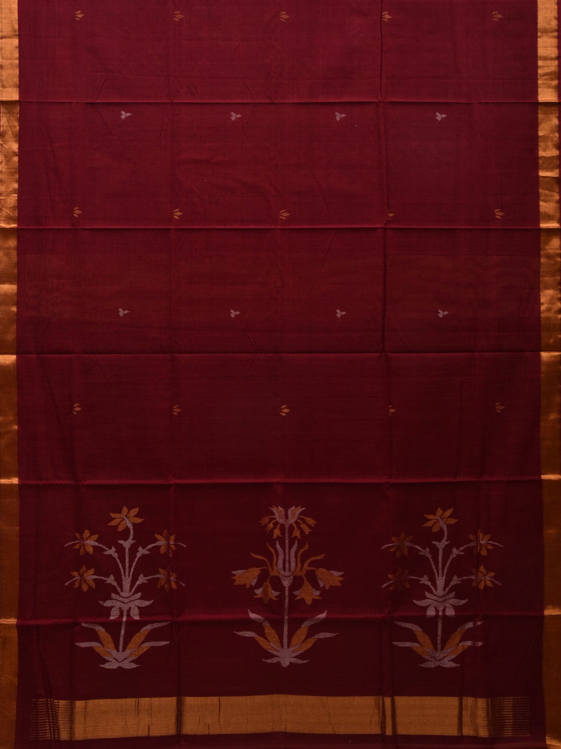 Maroon Khadi Cotton Handloom Grab2Buy with Pallu Design - Global Threads 