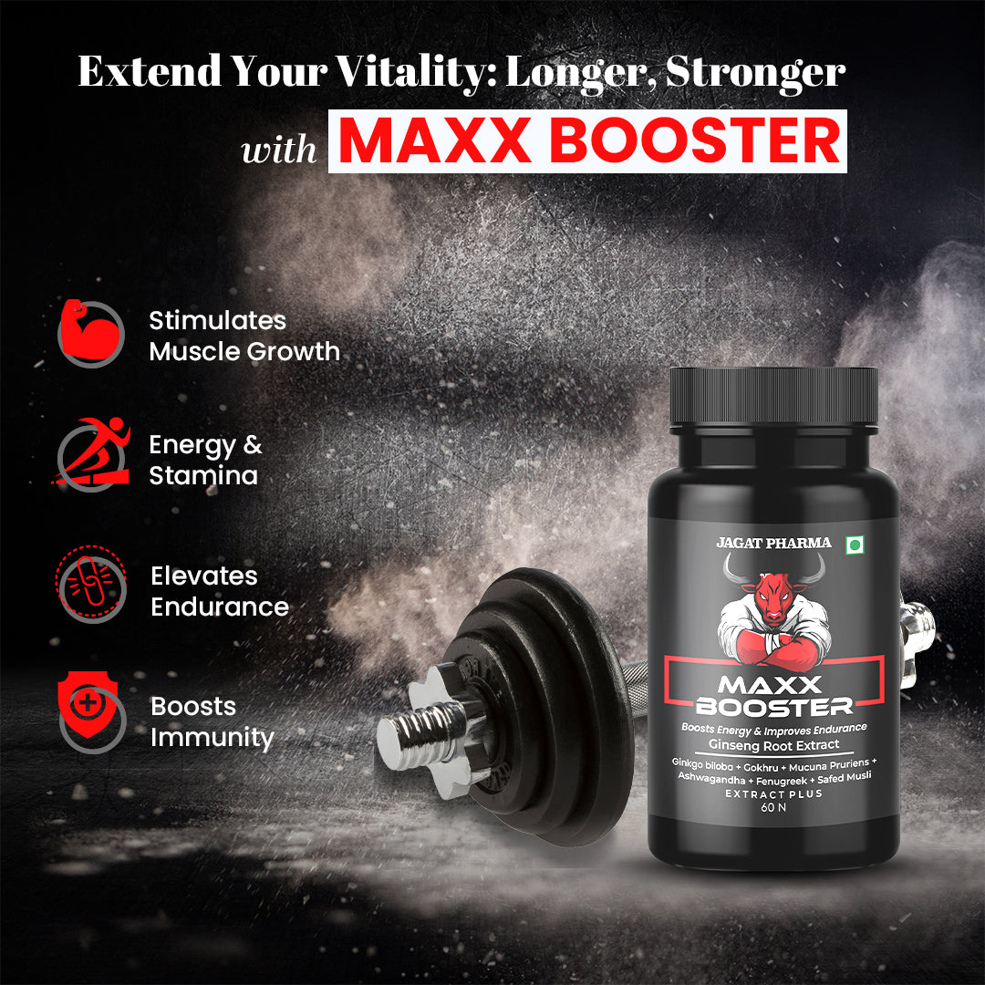 Jagat Pharma Maxx Booster- 60 Capsule Muscle Mass Gainer and Stamina Booster 