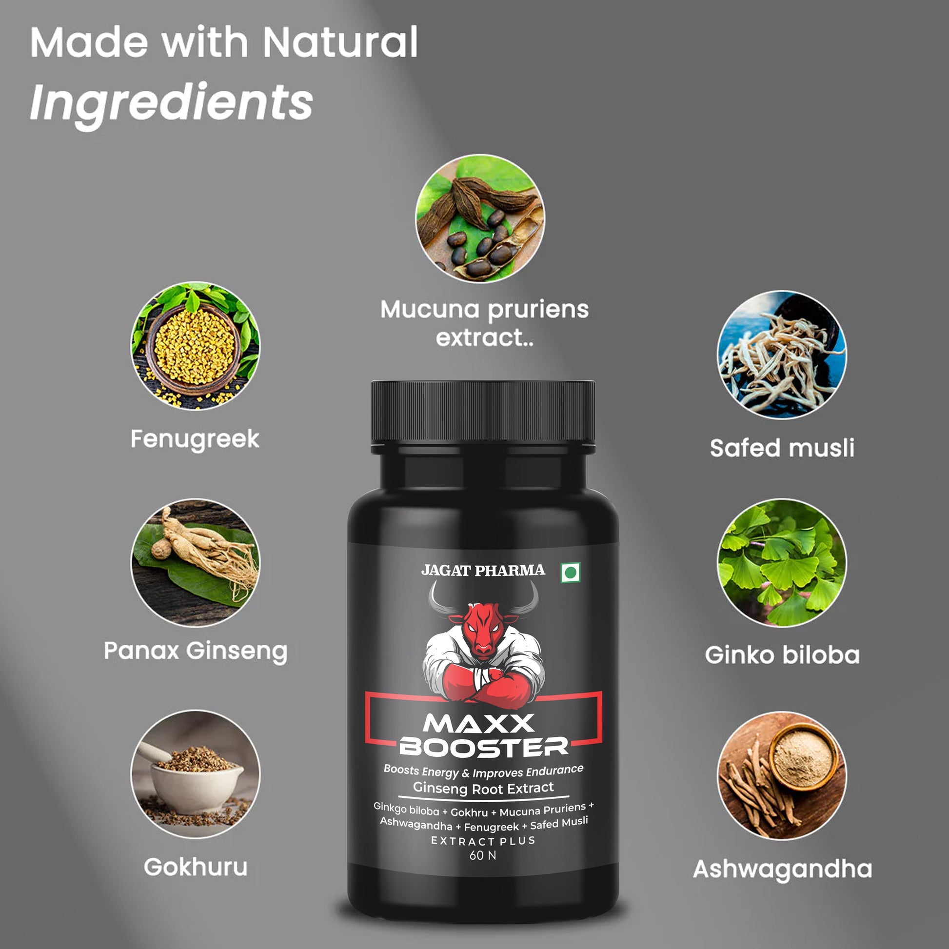 Jagat Pharma Maxx Booster- 60 Capsule Muscle Mass Gainer and Stamina Booster 