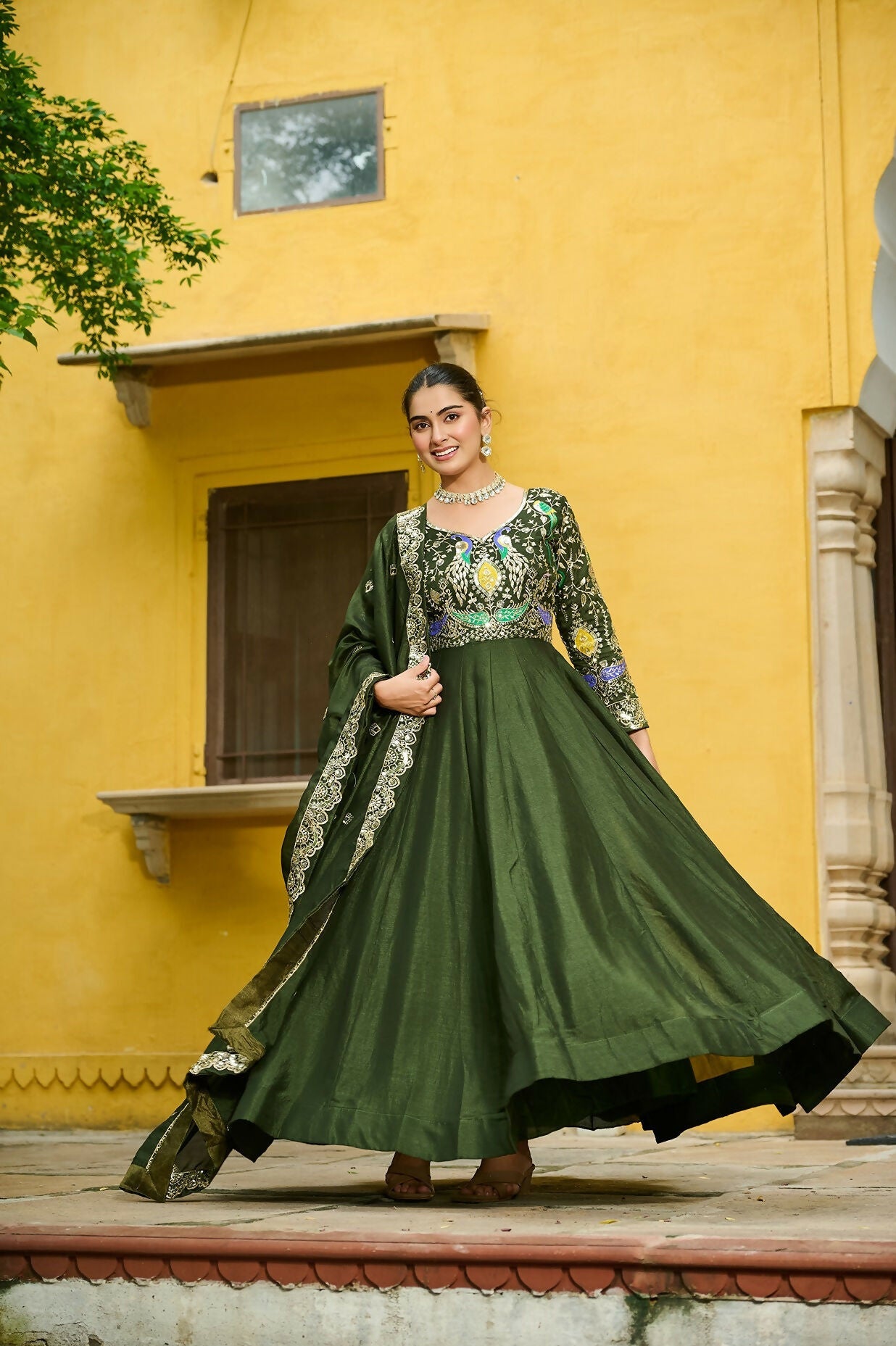 Joban Fashion Green Silk Sequence Embroidery Work Kurta Set