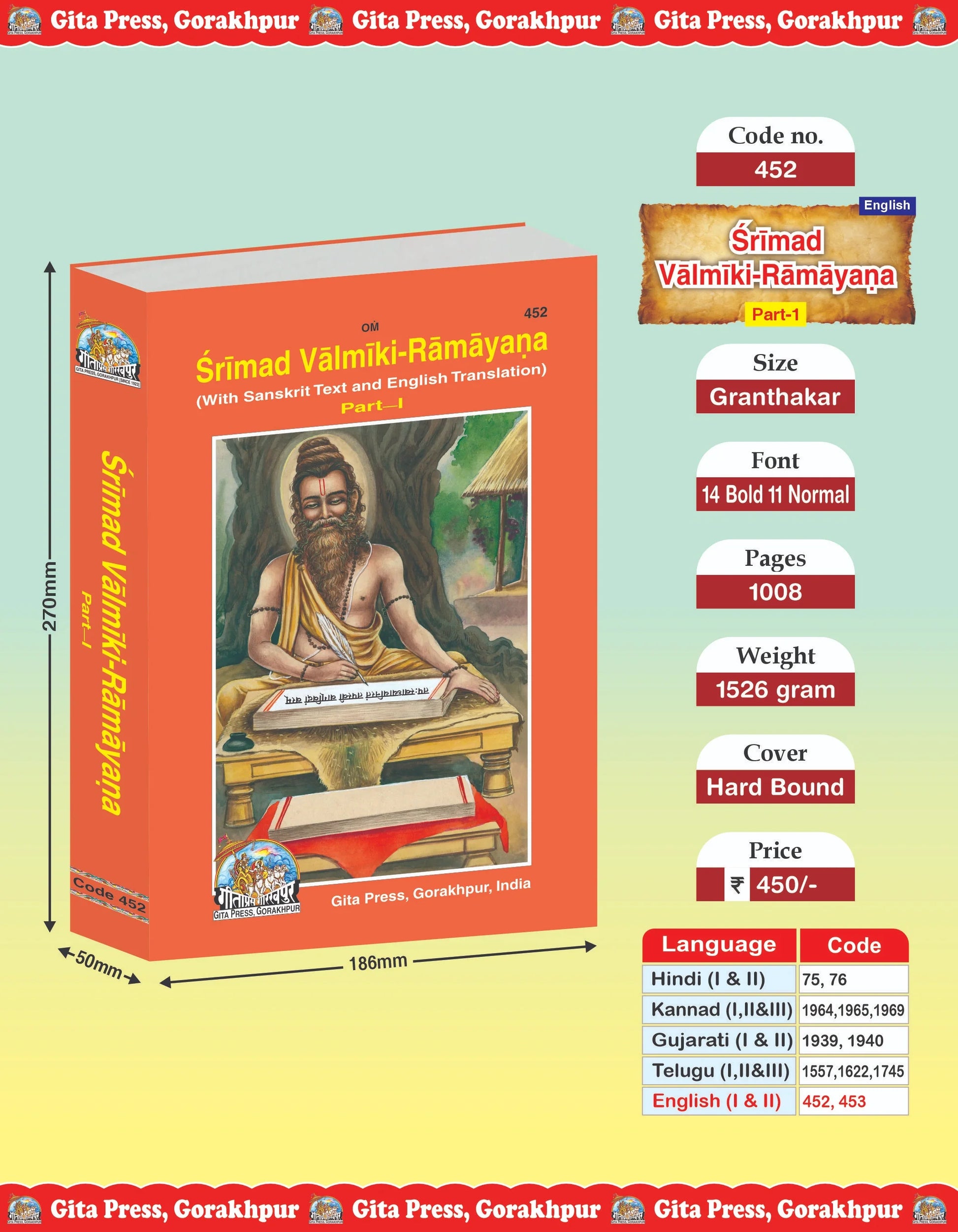 Srimad Valmiki Ramayana Part-1 Of 2 by Shri Maharshi Valmiki (English)