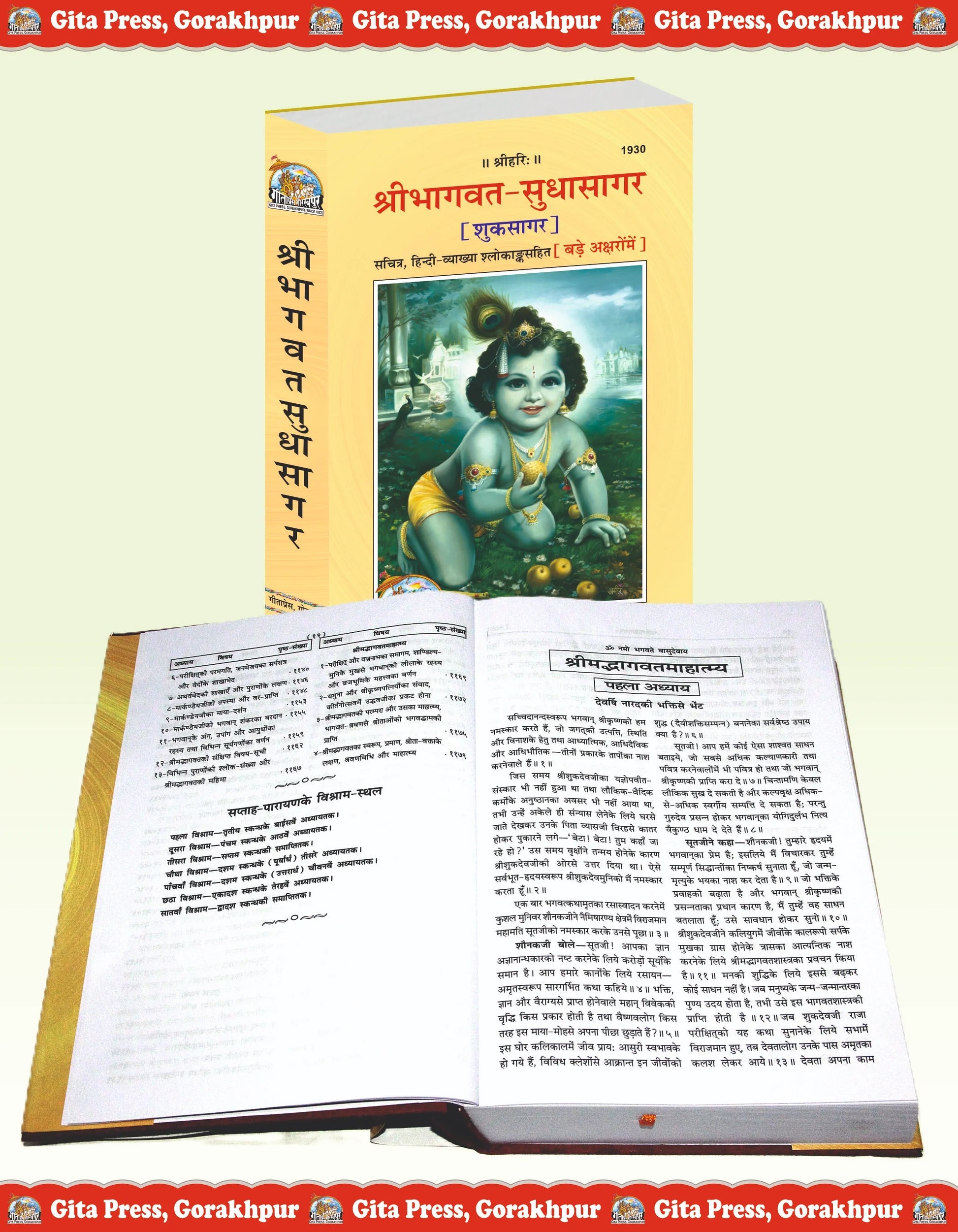 Shrimad Bhagavat Sudhasagar (Shuk Sagar) Hindi – Illustrated Hindi Commentary with Shlokas Gita Press Gorakhpur Publication