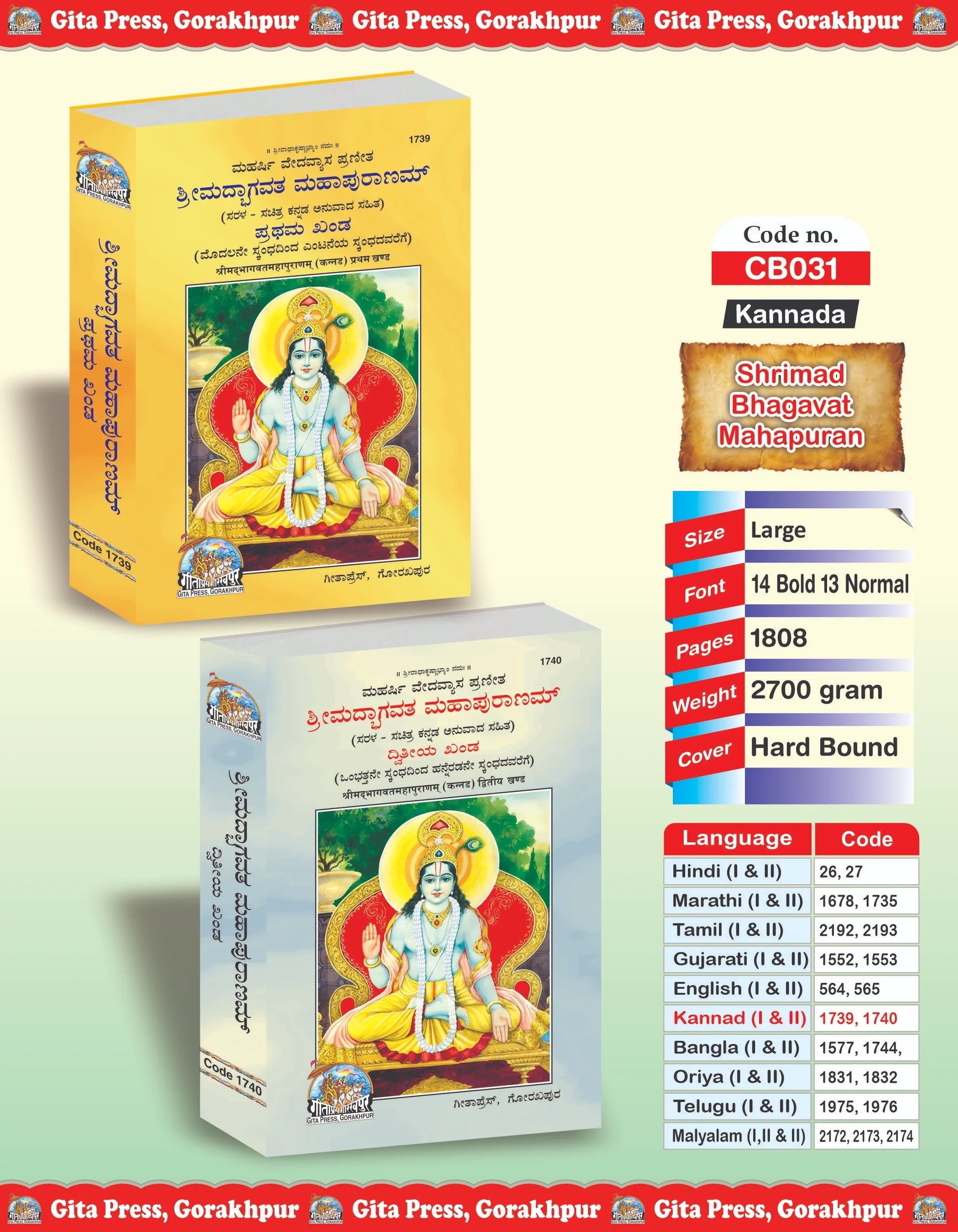 Srimad Bhagavat Mahapurana Complete Set (Part -1-2) - Kannada
