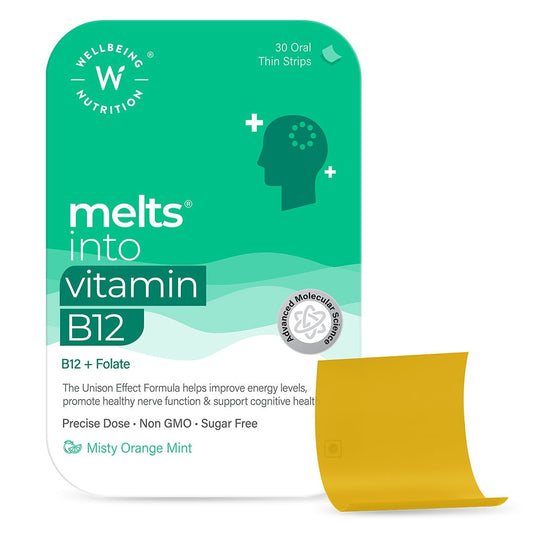 Wellbeing Nutrition Melts Vegan Vitamin B12 Thin Strips-Misty Orange Mint Flavor 