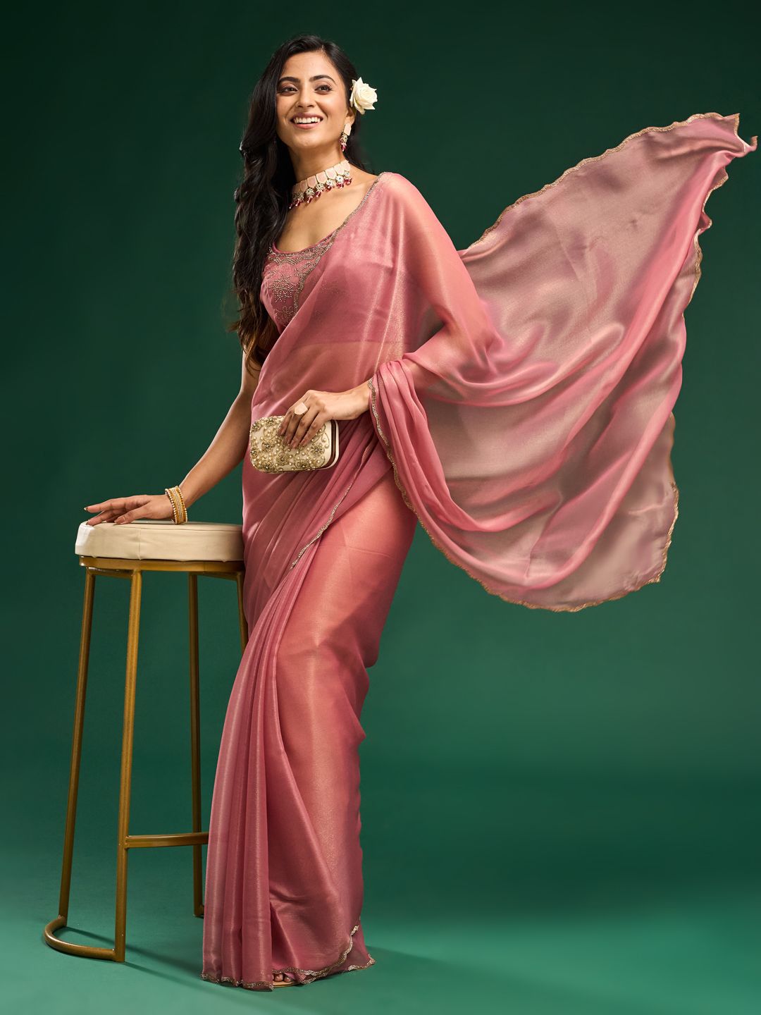 kasee Beads and Stones Saree