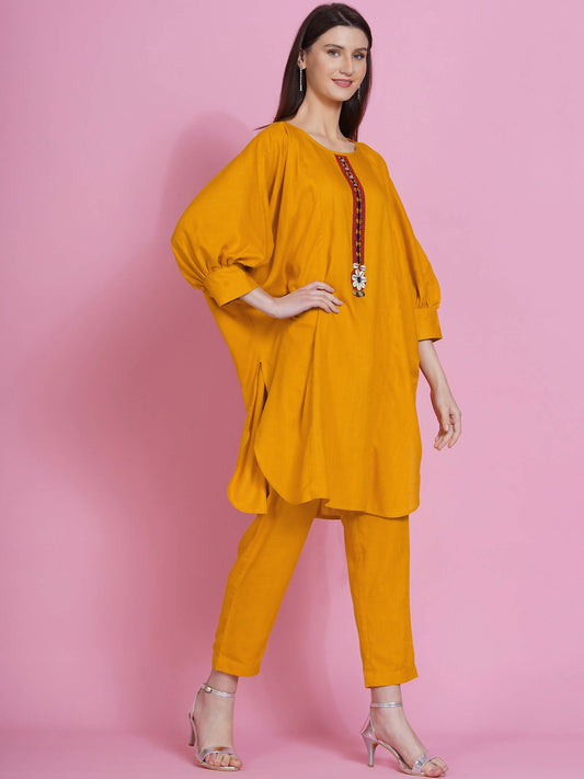 Women Republic Yellow Rayon Boxed Kurta With Pants - Grab2buy