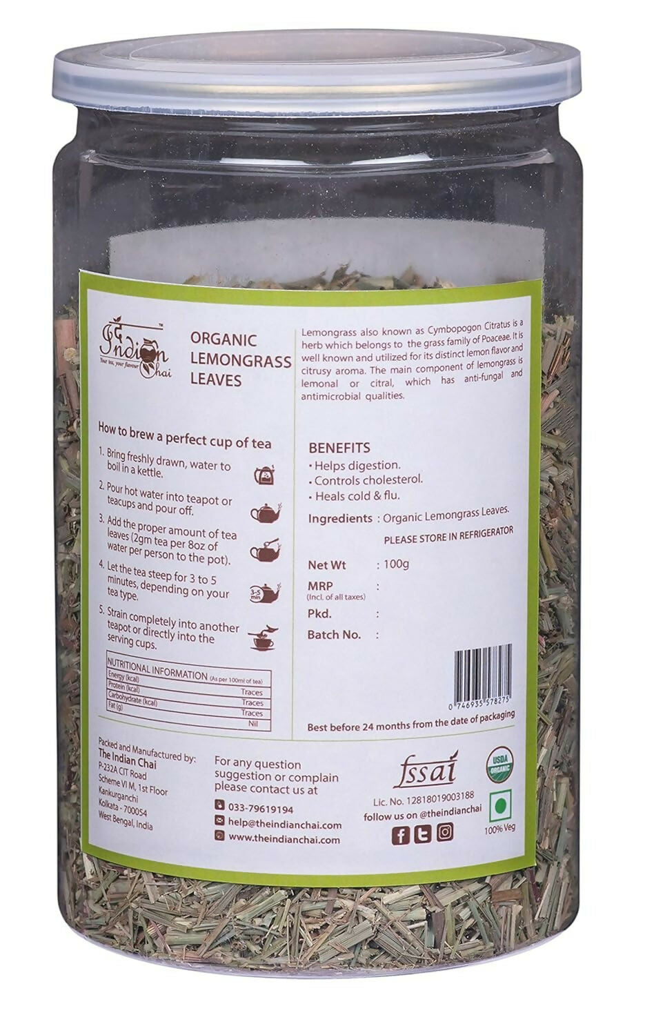 The Indian Chai – Organic Lemongrass Tea 