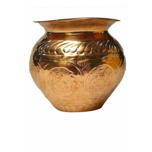Pooja-8 Faces Globular Lakshmi Kalash (Small size) / Ashtalakshmi Kalasam (Small Size) - Grab2buy