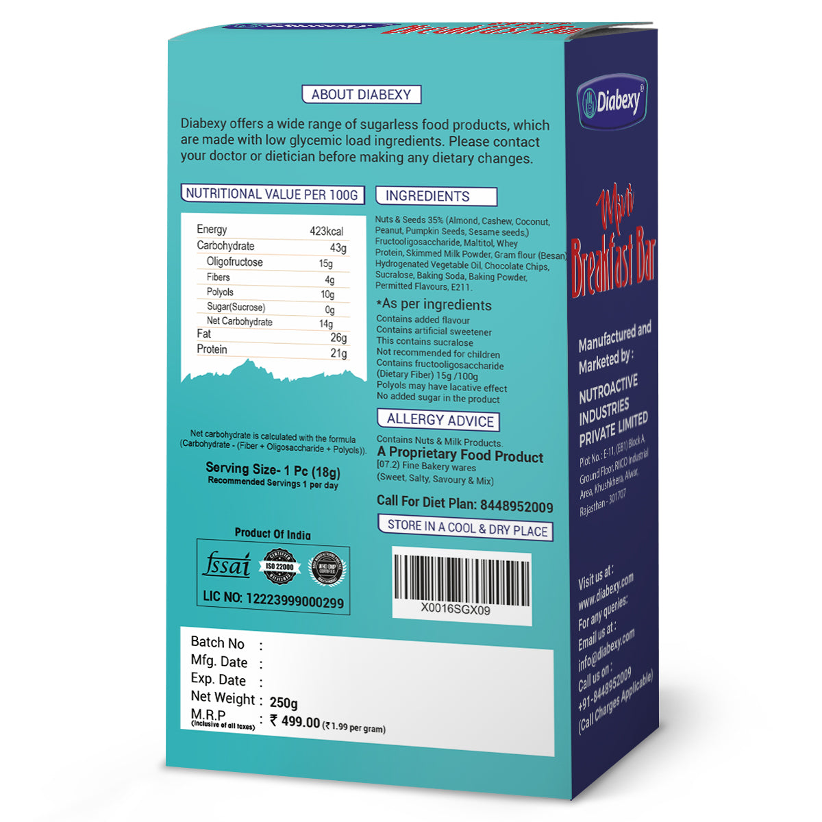 Diabexy Mini Breakfast Bar Diabexy NutroActive
