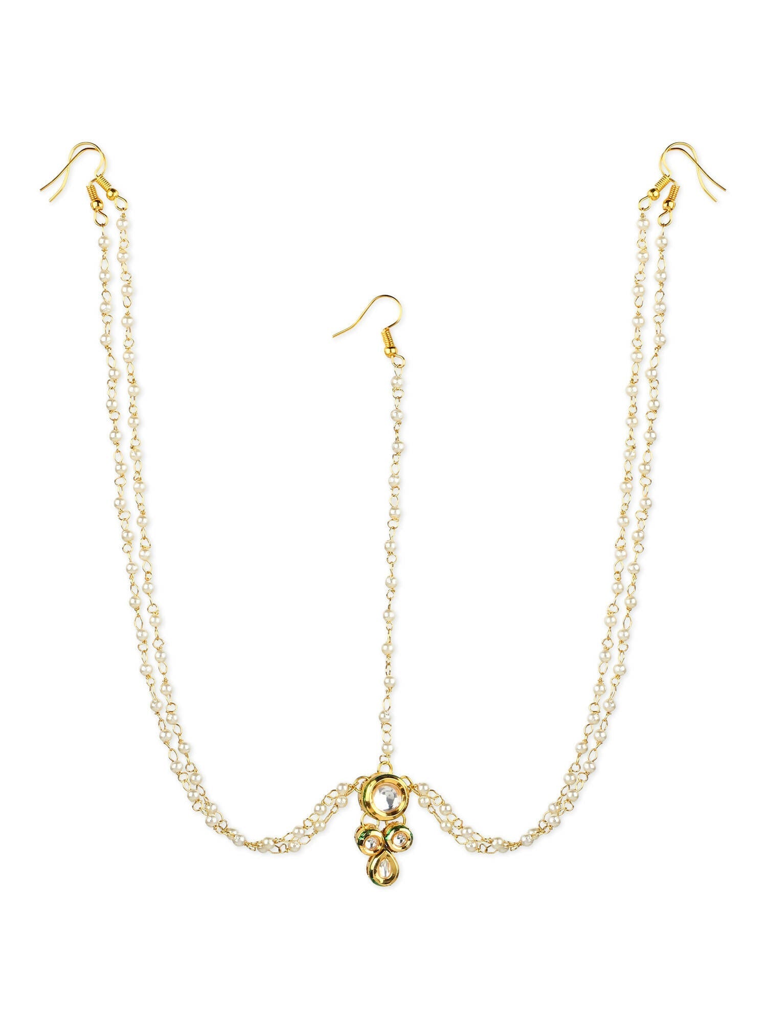 Gold-Polished Kundan Head Jewellery - Ruby Raang | Swadesiicart