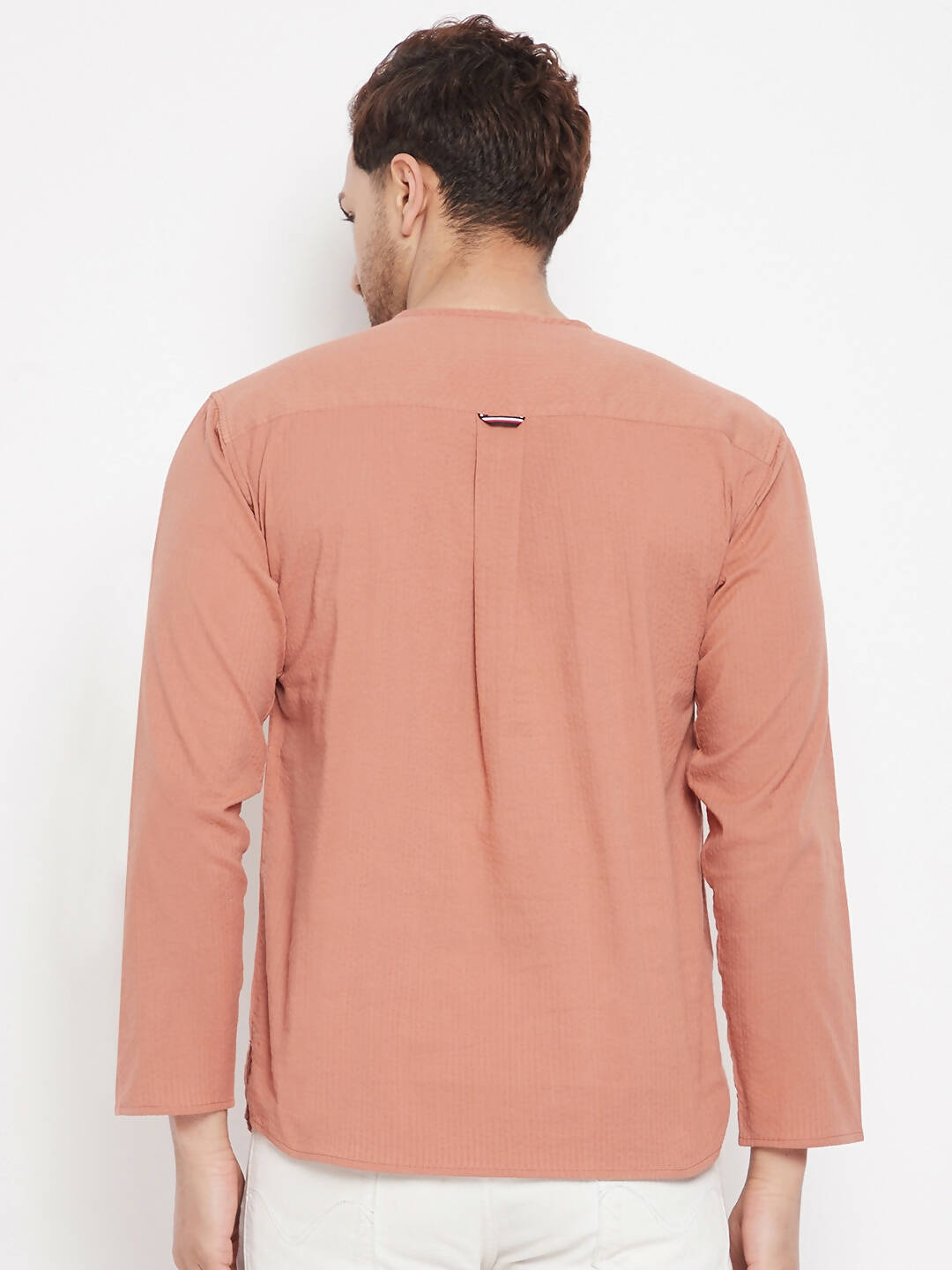 Even Apparels Brown Pure Cotton Men's Kurta With Slit Neckline 