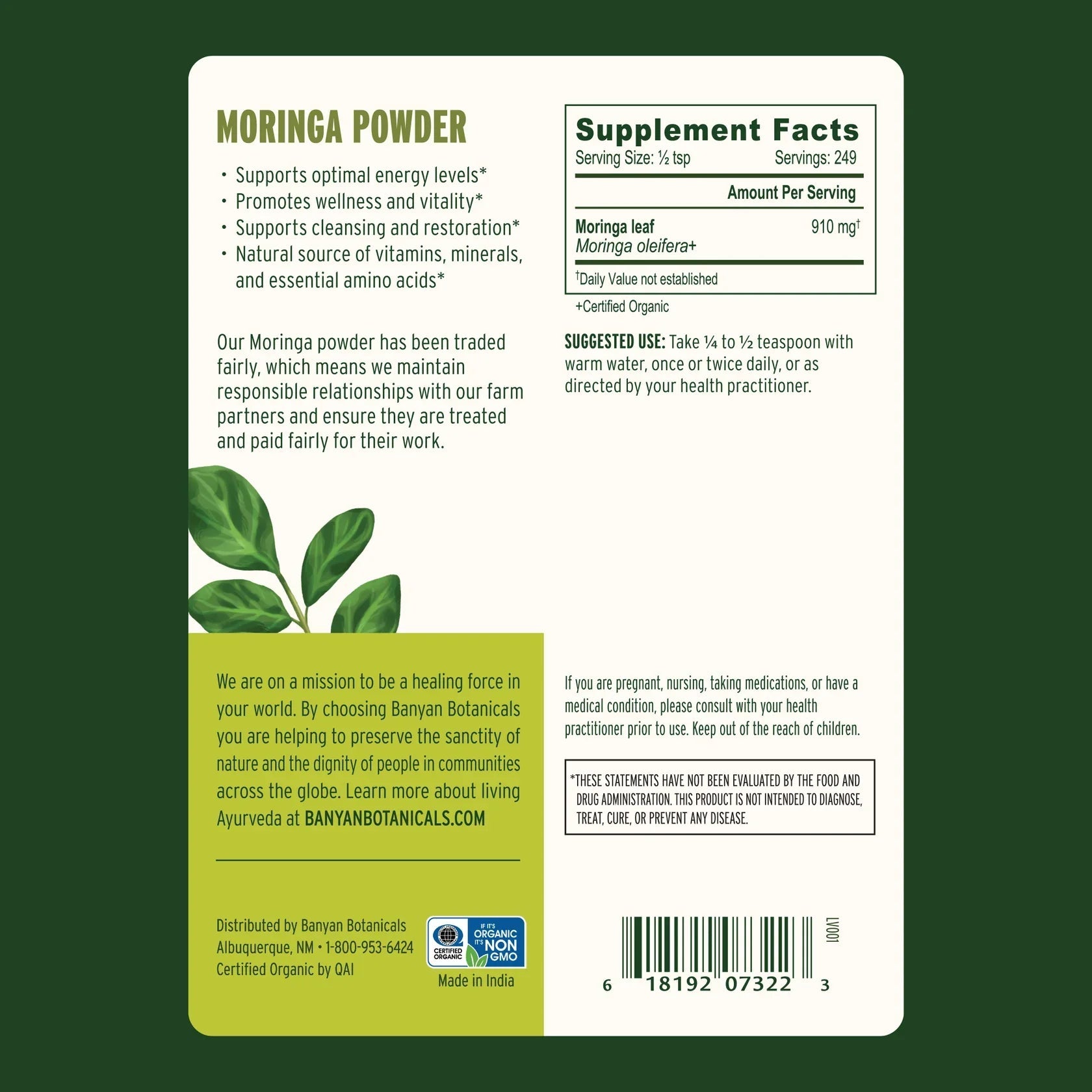 Moringa powder - Certified Organic 