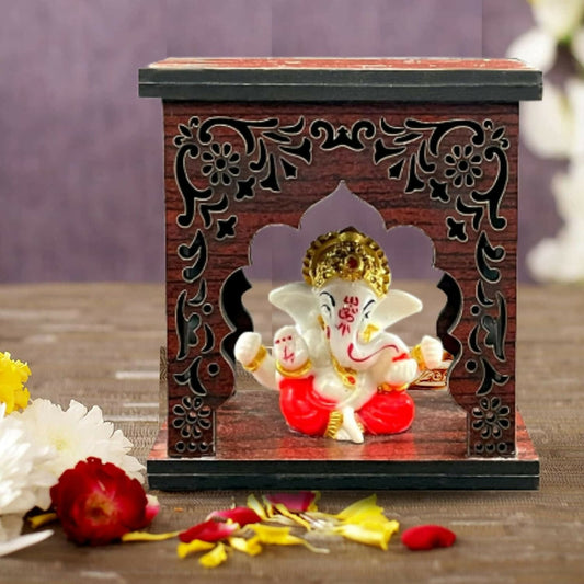 Expleasia, Exuberant & Luxury Decor Ganesha Idol With Wooden Temple - Grab2buy