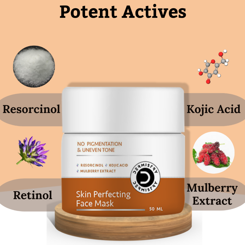 Dermistry Skin Perfecting Face Mask Kojic Acid Resorcinol for Pigmentation Dark Spots Uneven Tone 