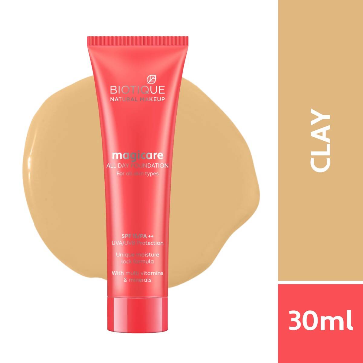 Biotique Natural Makeup Natural Magicare All Day Liquid Foundation - Clay 