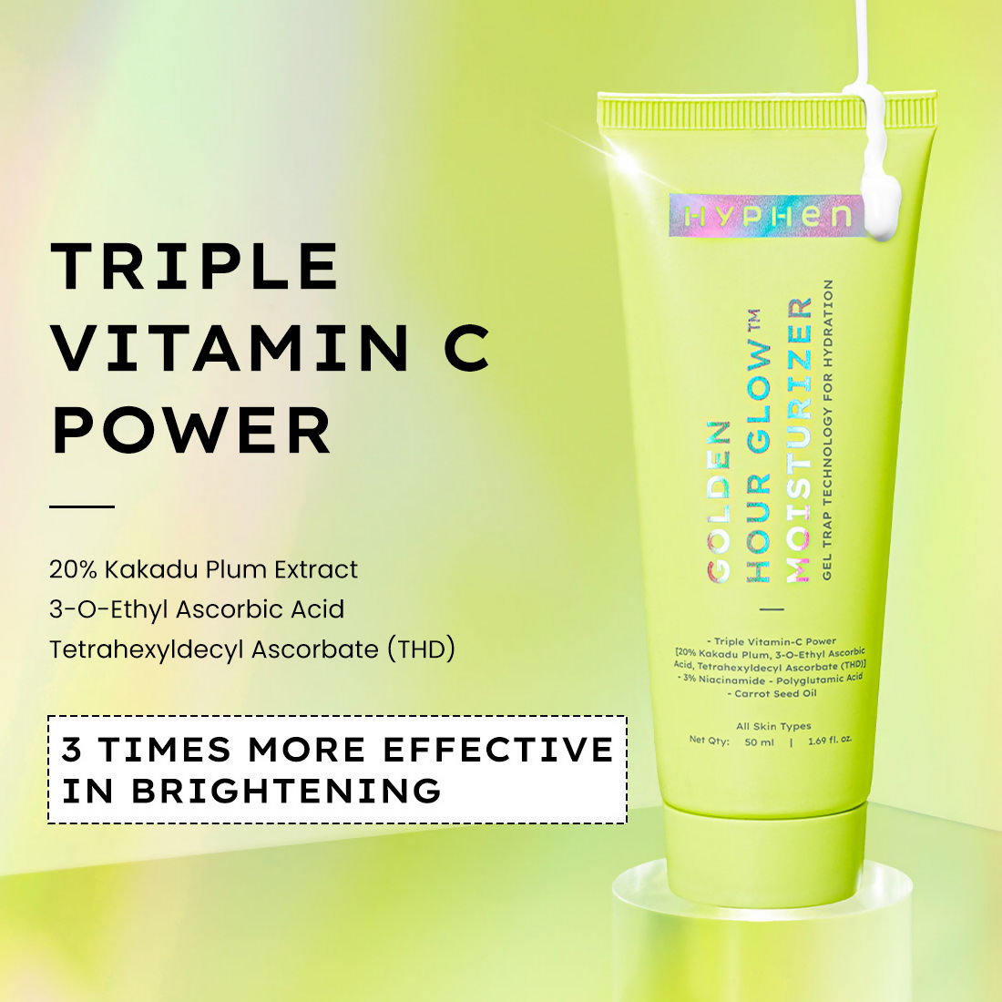 Hyphen Golden Hour Glow Face Moisturizer with Triple Vitamin C & 3% Niacinamide 