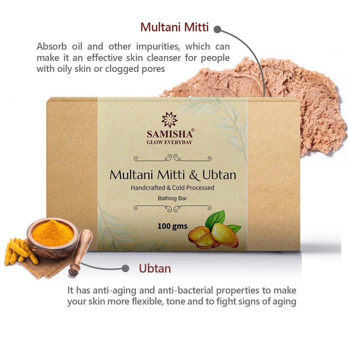 Samisha Organic Multani Mitti & Ubtan Soap