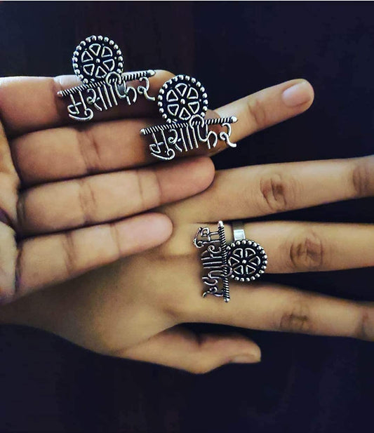 Silver-Plated Alloy Silver Oxidised Ring And Earring Combo - The Pari - Grab2buy