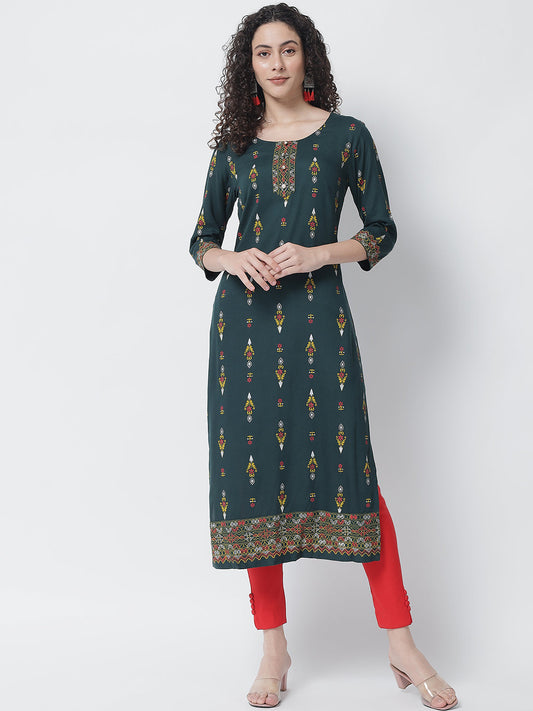 NOZ2TOZ Mustard Yellow Ethnic Motifs Striped Keyhole Neck Mirror Work Block Print Kurta - Grab2buy