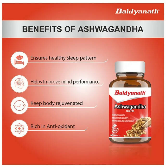 Baidyanath Kolkata Ashwagandha Tablets | Classical Ayurvedic Adaptogen for Stress & Vitality 