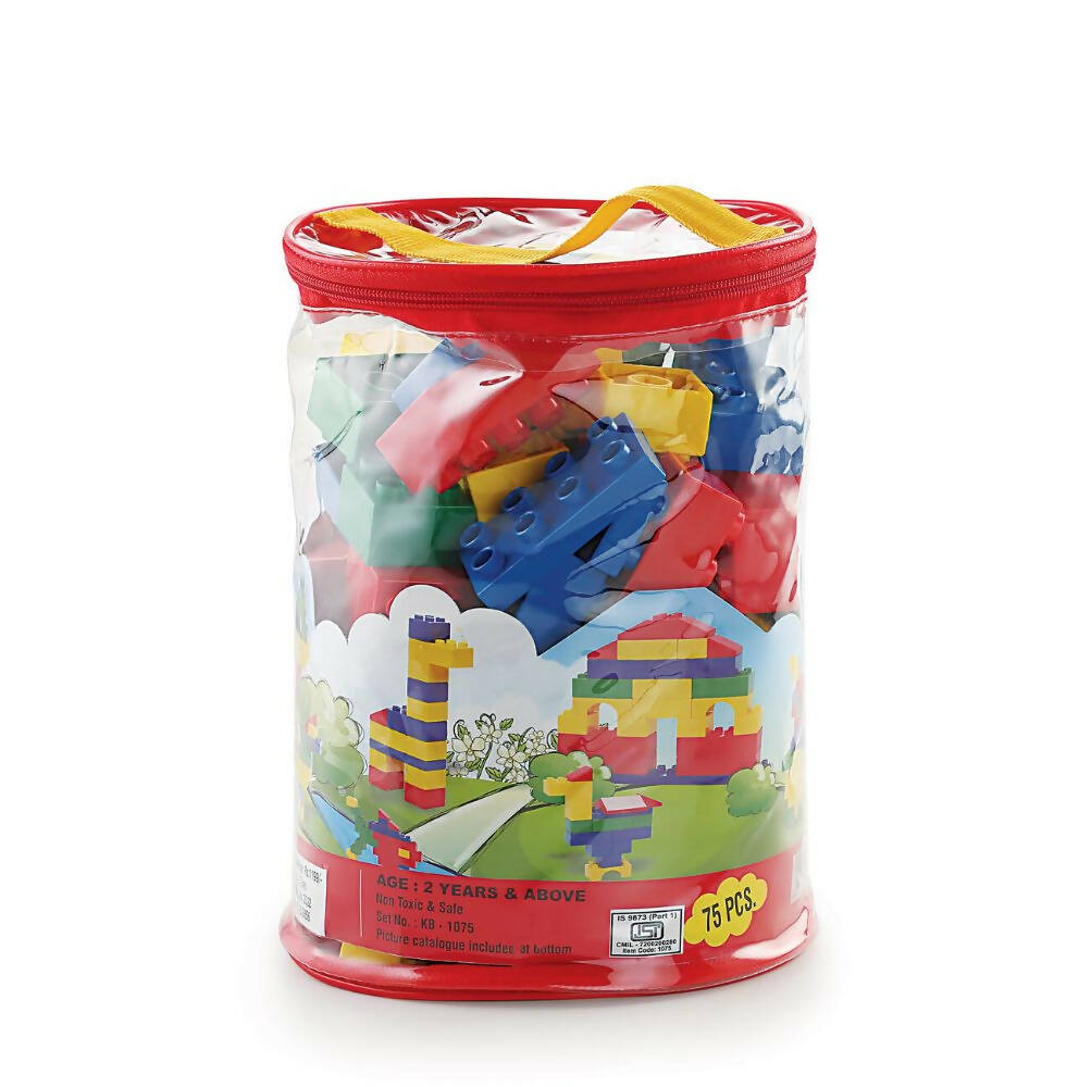Peacock Learning & Educational Building Interlocking Blocks Set For Kids - 75 Pcs - Grab2buy