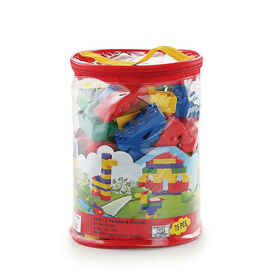 Peacock Learning & Educational Building Interlocking Blocks Set For Kids - 75 Pcs - Grab2buy